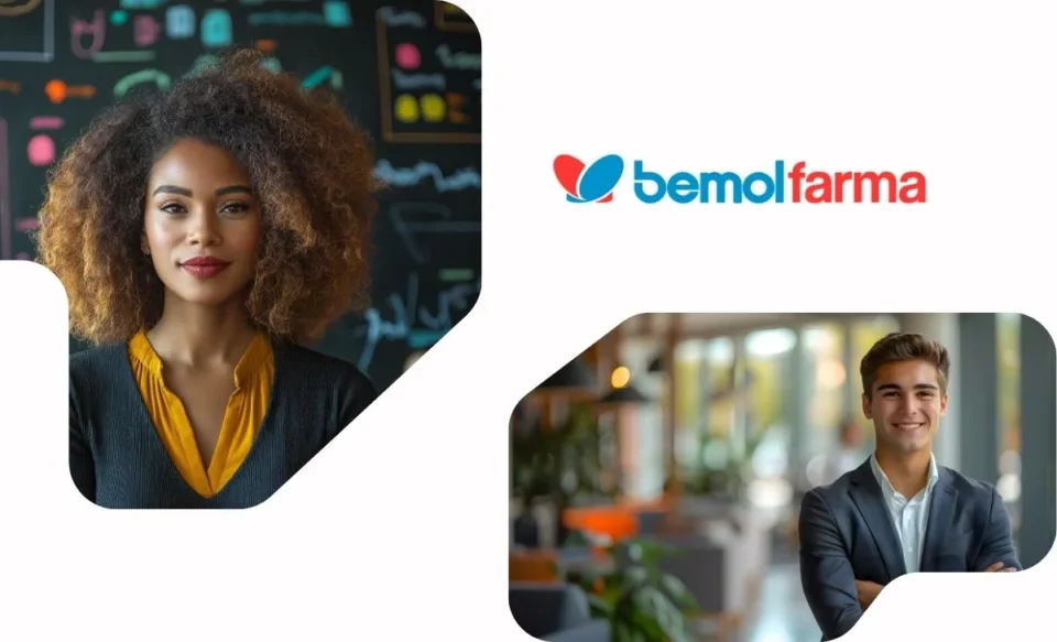 NA IMAGEM TEM A LOGOMARCA DA EMPRESA BEMOL E FOTOS DE CANDIDATOS EXECUTIVOS ILUSTRANDO OS REQUISITOS DA VAGA.