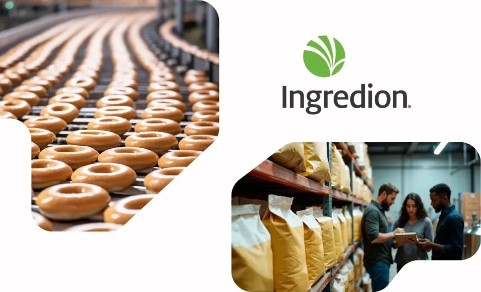 LOGOMARCA DA INGREDION E FOTOS DE AMBIENTES DA INDUSTRIA DE ALIMENTAÇÃO